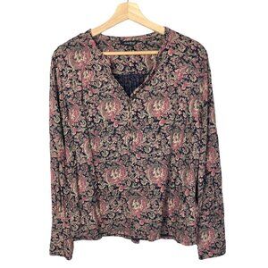 Lucky Brand Pink & Purple Floral Paisley Long Sleeve Top M